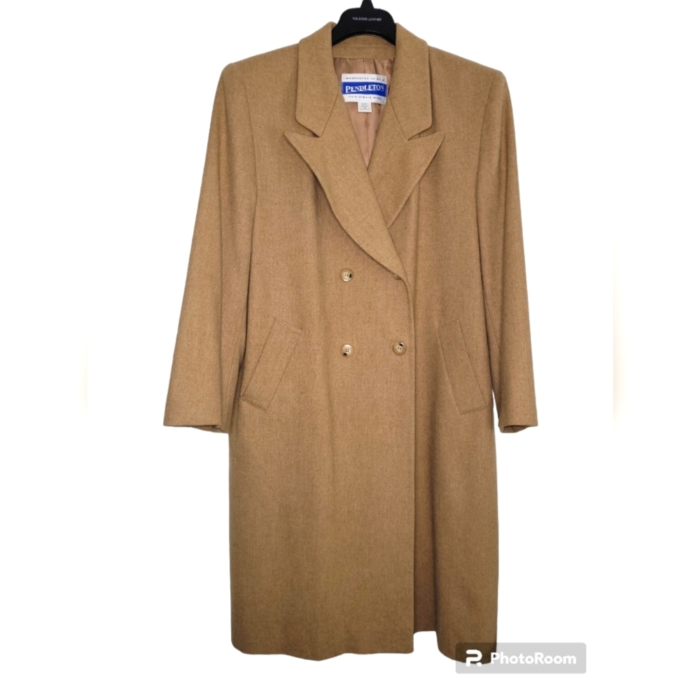 PENDLETON Women's 100% Virgin Wool Long Double Breasted Trench Pea Coat